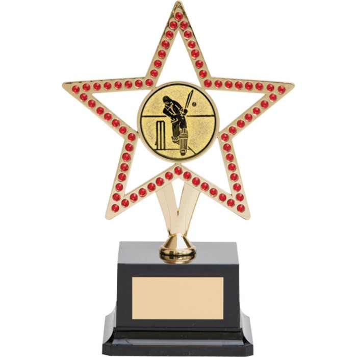 GOLD STAR CRICKET TROPHY - WITH REAL GEMSTONES! AVAILABLE IN 5 COLOURS GOLD STAR CRICKET TROPHY - WITH REAL GEMSTONES! AVAILABLE IN 5 COLOURS